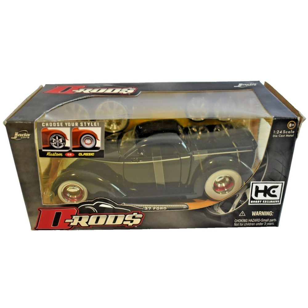 Jada Toys D Rods 1937 Ford 1:24 Diecast Black Extra Tires 90882